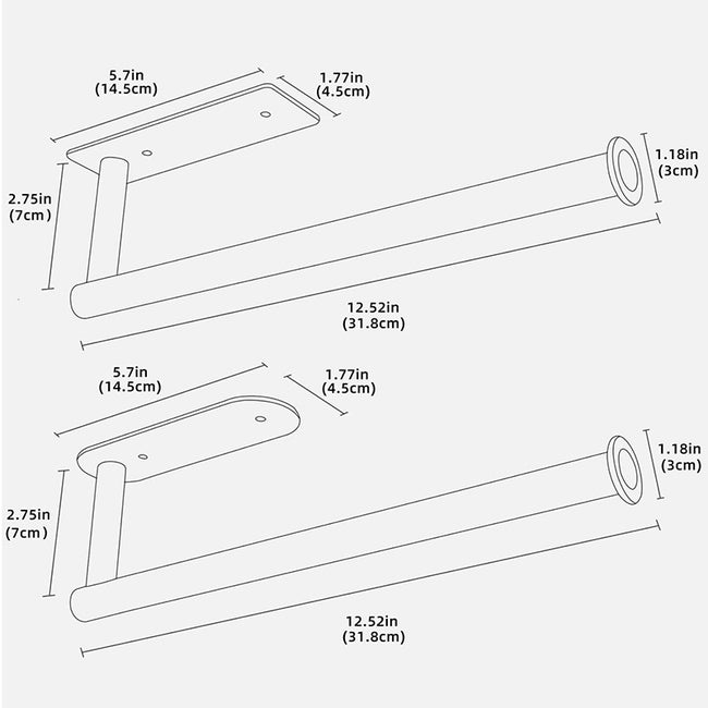 Cabinet paper towel hanging rack aluminum black non-perforated kitchen paper towel rack