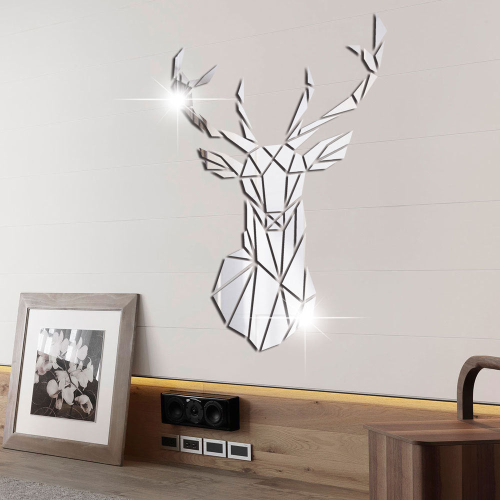Self-adhesive Wall Stickers Deer Head Three-dimensional Acrylic Mirror