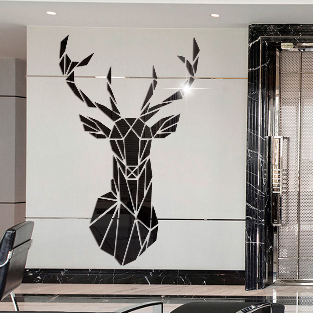Self-adhesive Wall Stickers Deer Head Three-dimensional Acrylic Mirror
